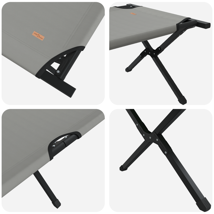 Set di 2 Lettini da Sole Pieghevoli con Borsa in Tessuto Oxford 600D Grigia