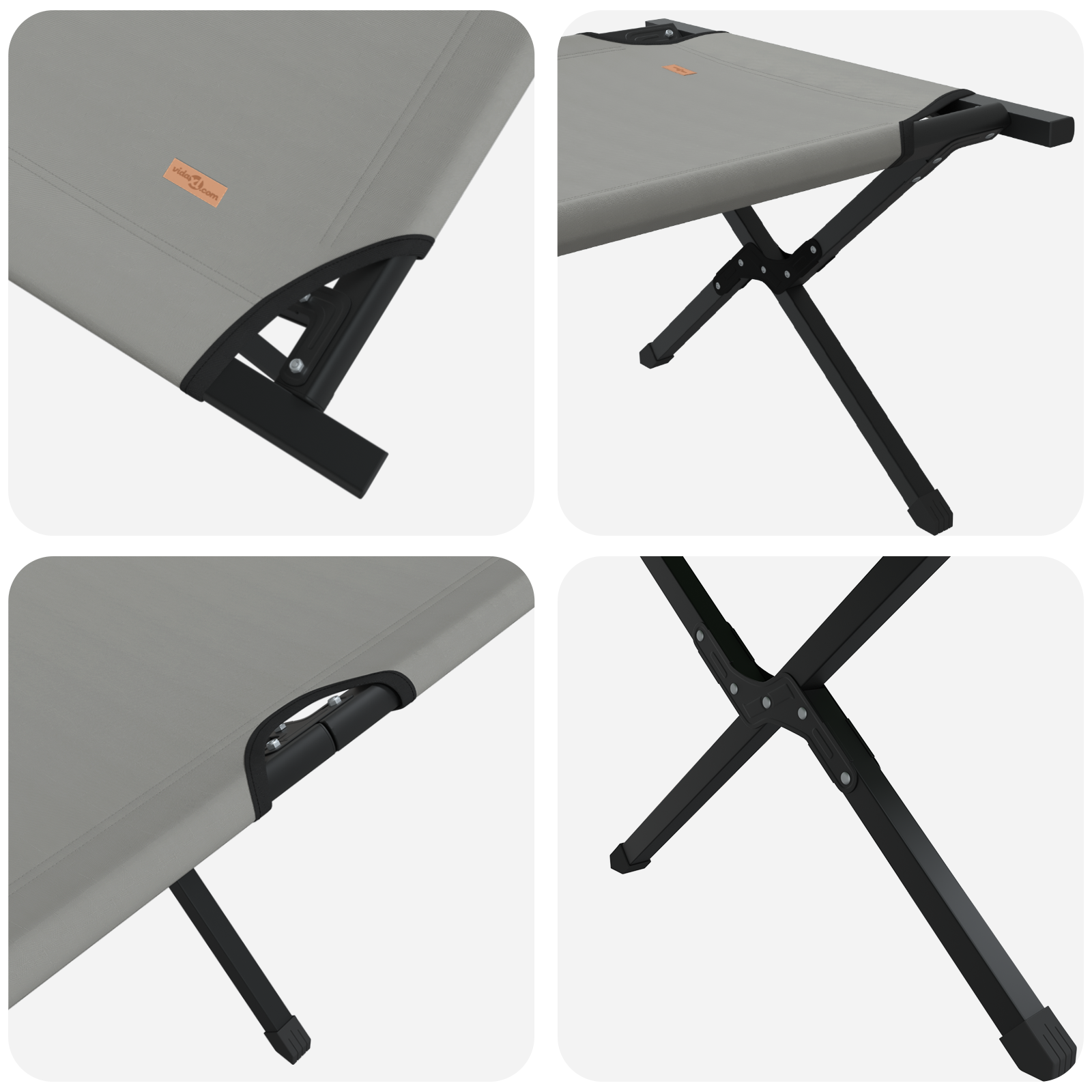 Lettini Sole Pieghevoli 2 pz con Borsa da Trasporto Grigio Tessuto Oxford 600D