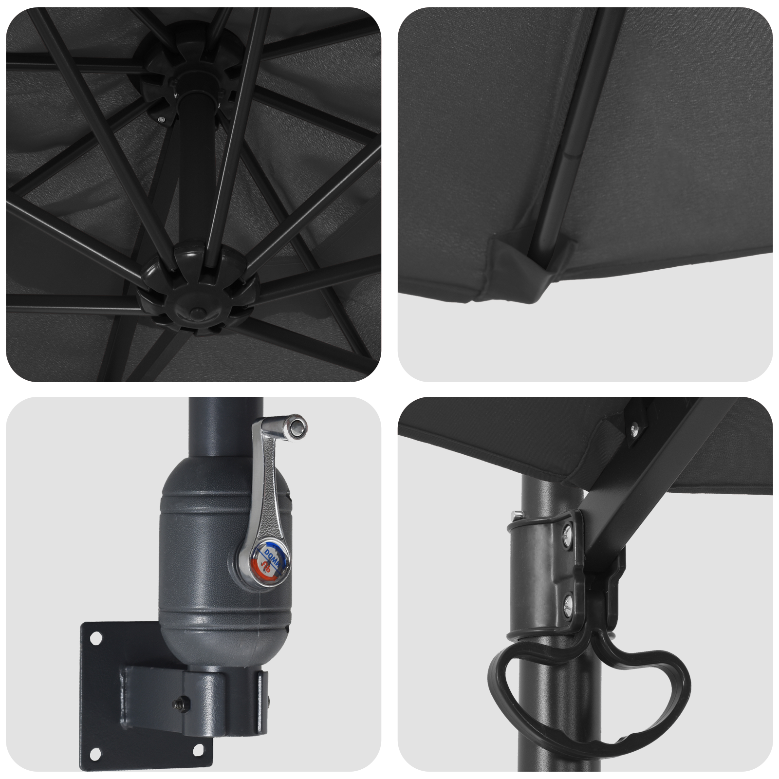 Ombrello da Patio Antracite Acciaio Verniciato a Polvere, Poliestere