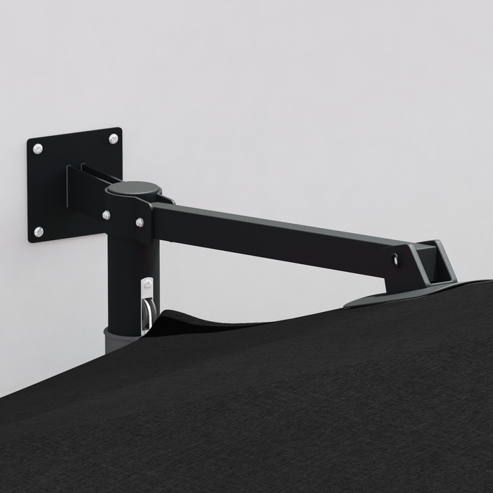 Ombrellone da Patio Nero Poliestere, Acciaio Verniciato Grande