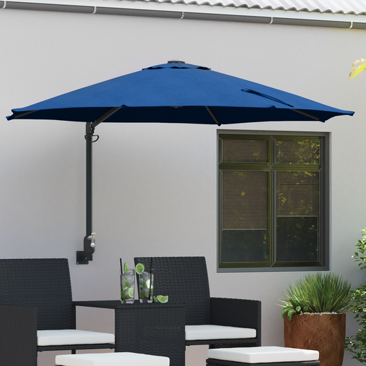 Ombrello da Patio Blu azzurro Poliestere Grande Inclinabile