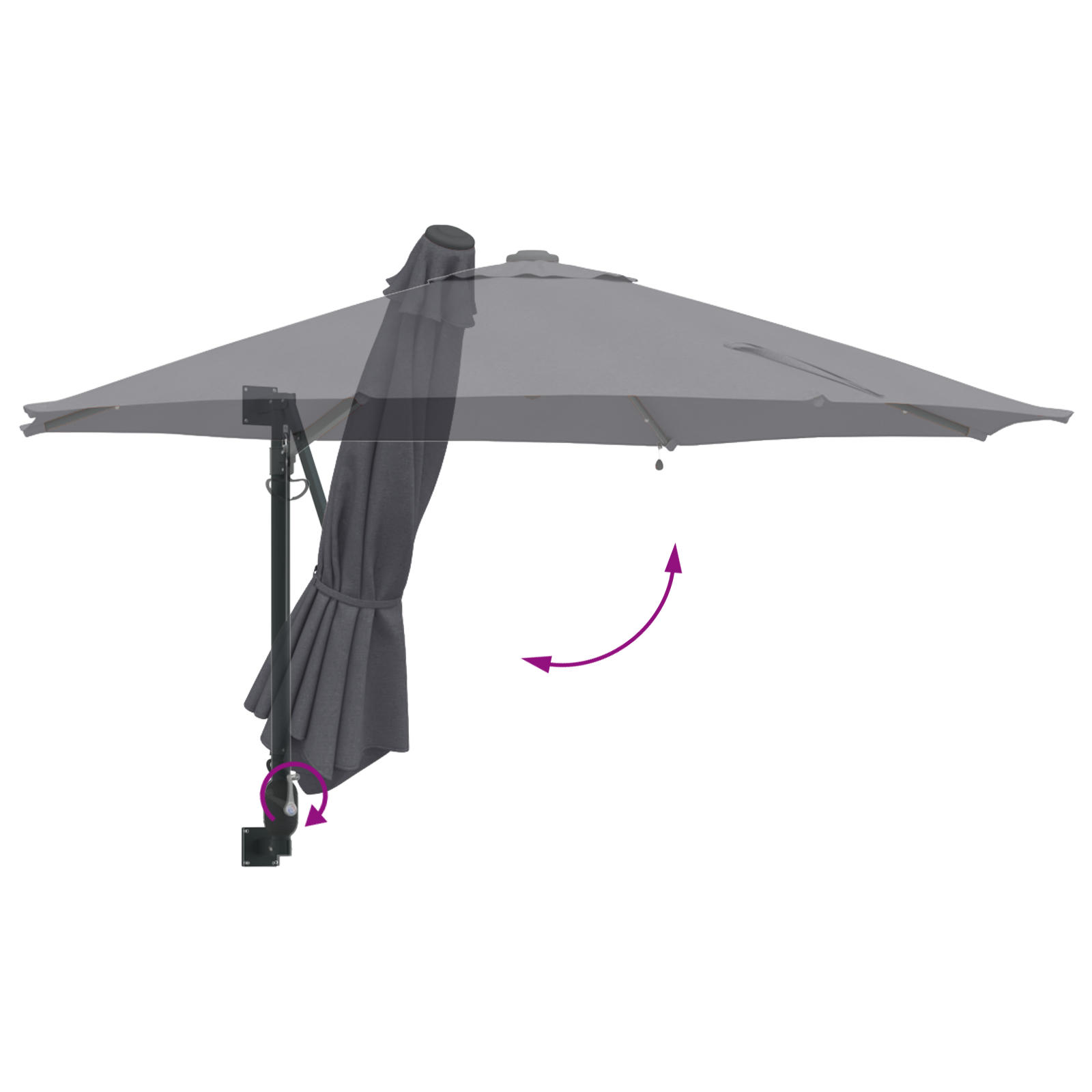 Parasol da Giardino a Parete con LED Antracite 248 cm