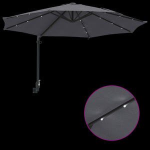 Parasol da Giardino a Parete con LED Antracite 248 cm