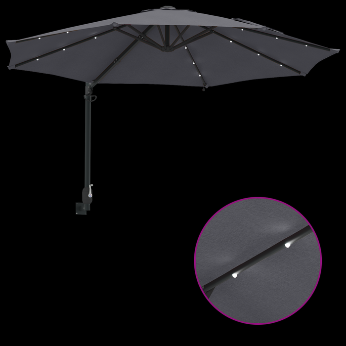 Parasol da Giardino a Parete con LED Antracite 248 cm