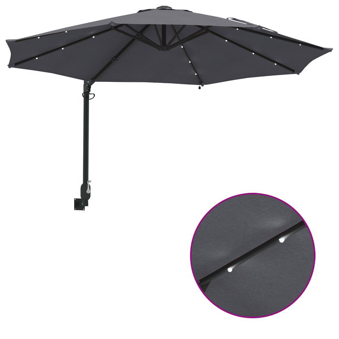 Parasol da Giardino a Parete con LED Antracite 248 cm