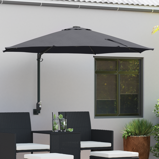 Parasol da Giardino a Parete con LED Antracite 248 cm