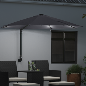 Parasol da Giardino a Parete con LED Antracite 248 cm