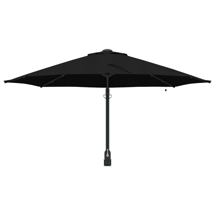 Ombrellone da giardino a parete con LED Nero 248 cm