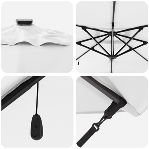 Ombrello a Sbalzo Roma con LED Sabbia 286x285x270 cm Alluminio