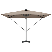 Ombrello a Sbalzo Roma con LED Tortora 286x285x270 cm Alluminio