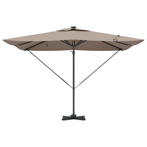 Ombrello a Sbalzo Roma con LED Tortora 286x285x270 cm Alluminio