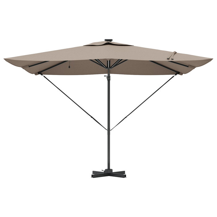 Ombrello a Sbalzo Roma con LED Tortora 286x285x270 cm Alluminio