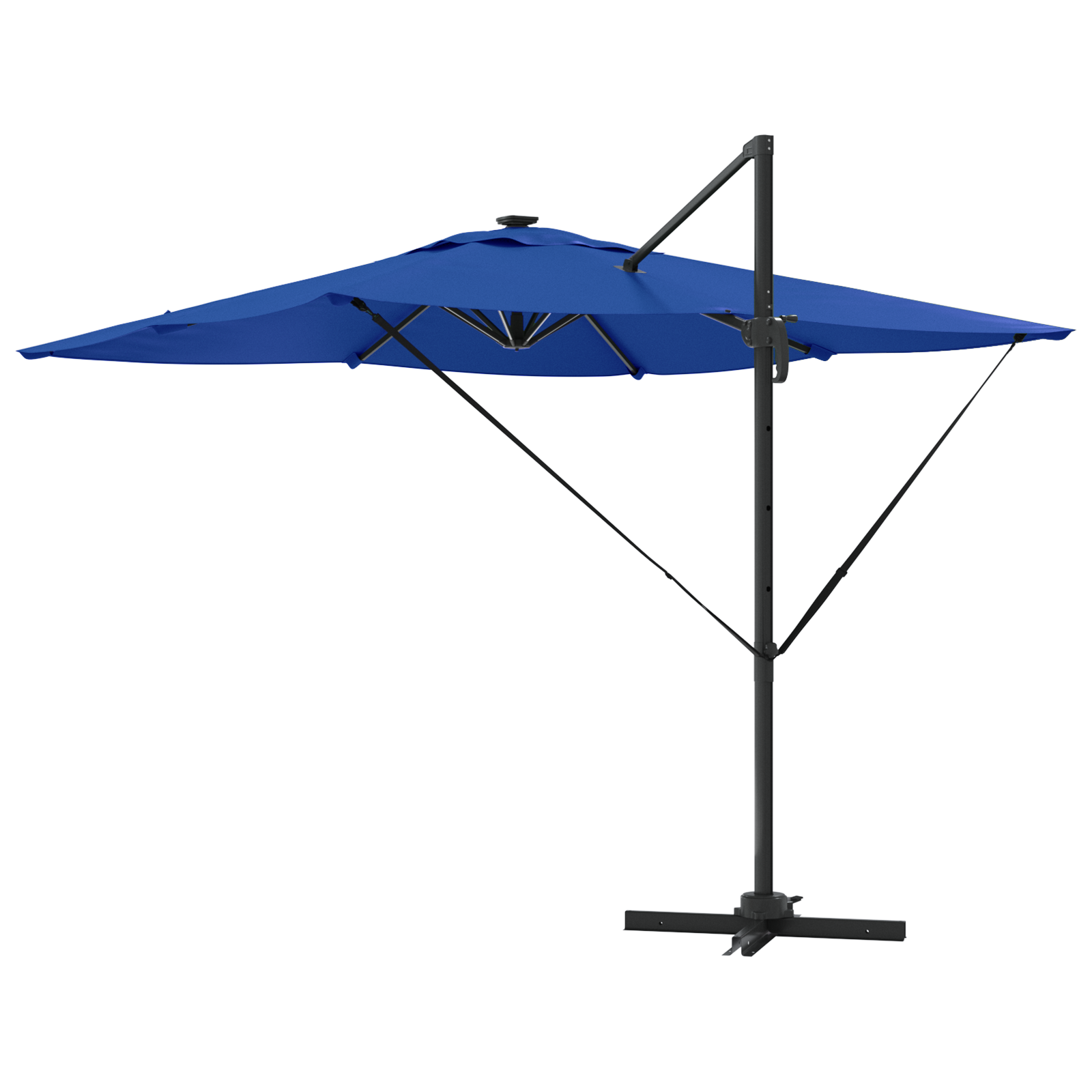 Parasol a sbalzo Roma con LED Blu Azzurro 286x285x270 cm Alluminio