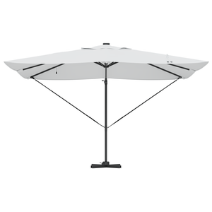 Ombrellone a Sbalzo con LED Sabbia 352x251x265 cm Alluminio