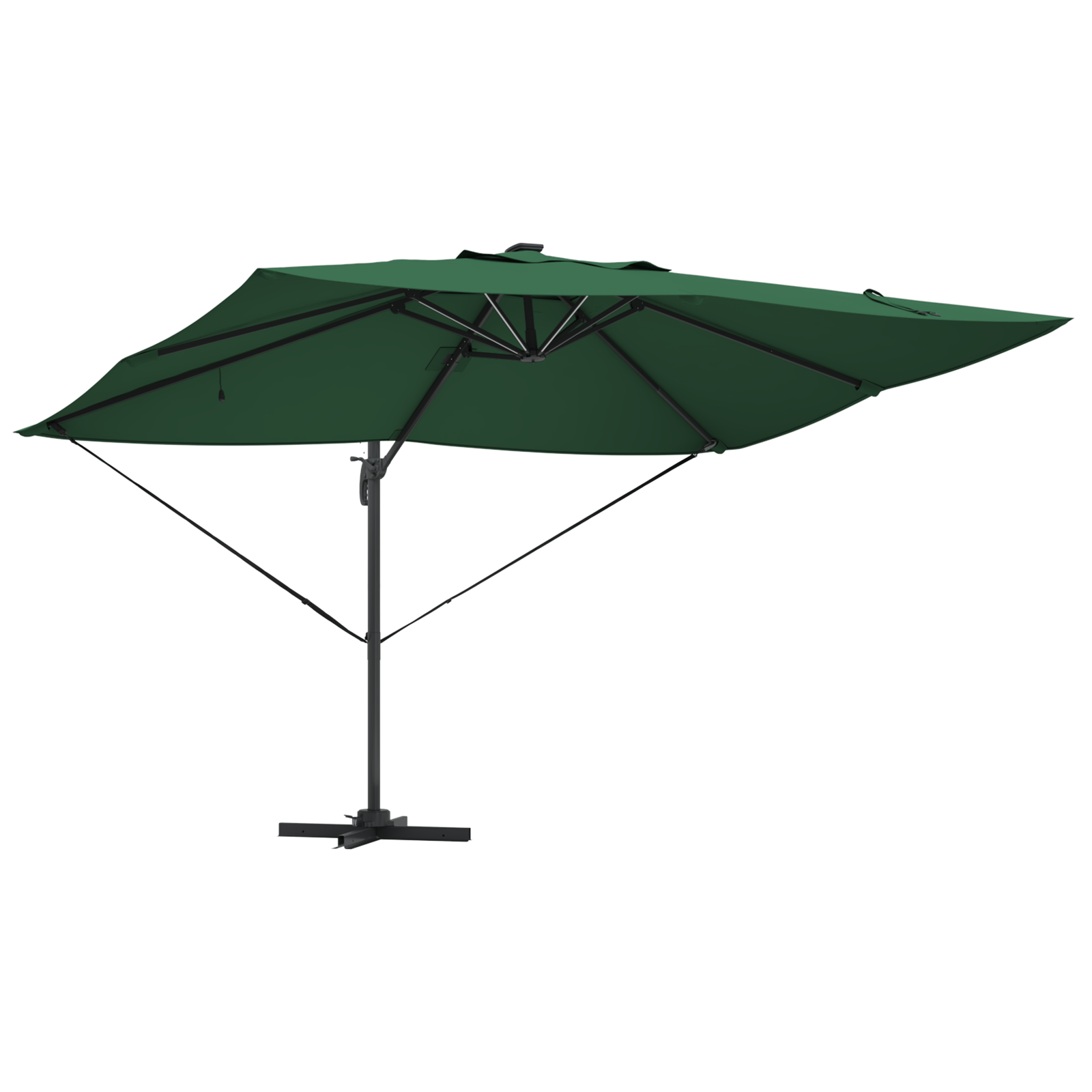 Parasol Roma a sbalzo con LED Verde 352x251x265 cm Alluminio