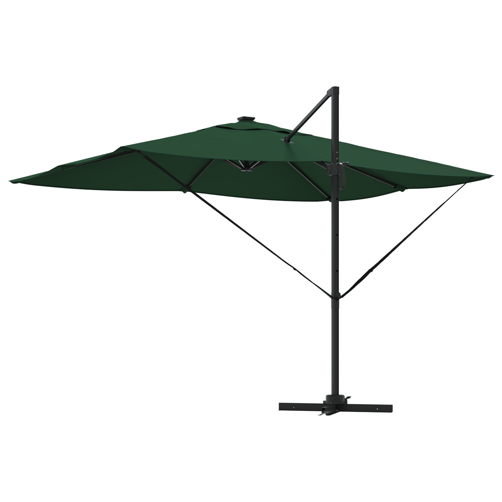 Parasol Roma a sbalzo con LED Verde 352x251x265 cm Alluminio
