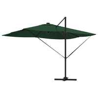 Parasol Roma a sbalzo con LED Verde 352x251x265 cm Alluminio