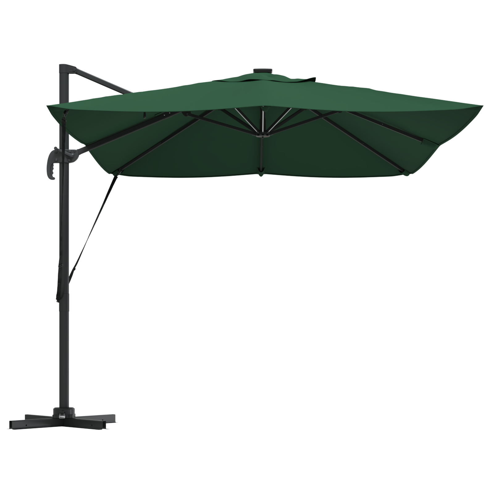 Parasol Roma a sbalzo con LED Verde 352x251x265 cm Alluminio