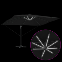 Ombrellone a Sbalzo Roma con LED Nero 352x251x265 cm Alluminio