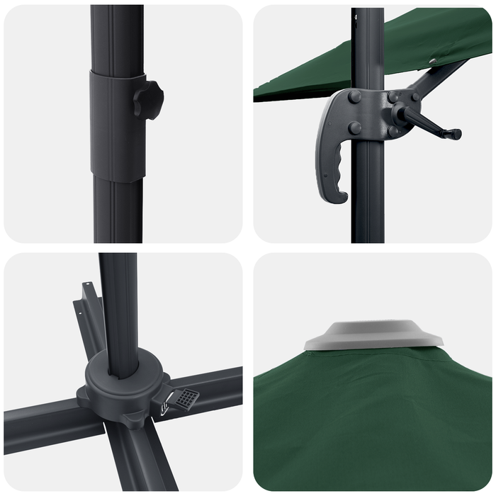 Ombrello a Sbalzo Verde 286x285x265 cm Alluminio