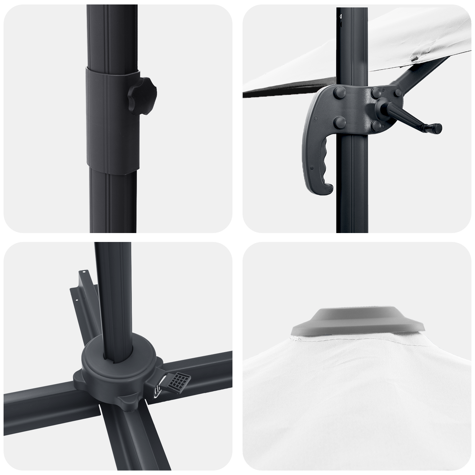 Ombrellone a Sbalzo Sabbia Poliestere Grande Inclinabile