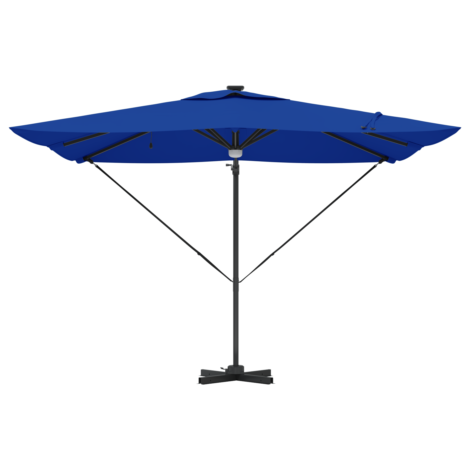 Ombrello a sbalzo Roma con LED Blu Azzurro 286x285x270 cm Alluminio