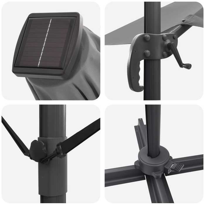 Ombrello a Sbalzo - Antracite Poliestere Grande Regolabile