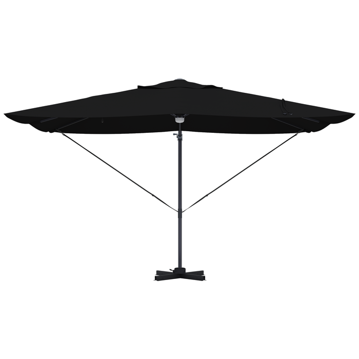 Ombrello a Sbalzo - Nero Poliestere, Acciaio Verniciato a Polvere