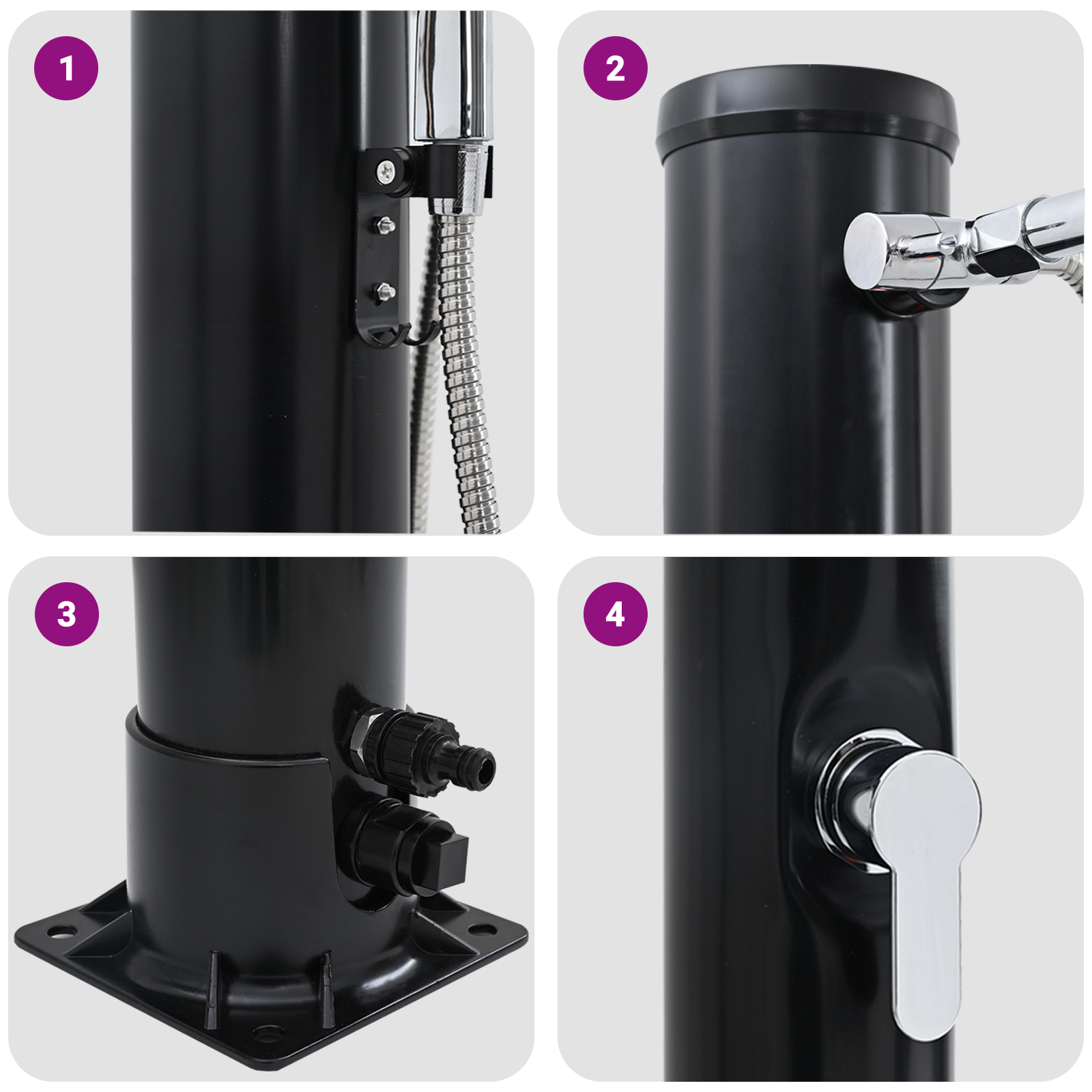 Doccia Solare Esterna con Soffione Portatile 217 cm 20 L