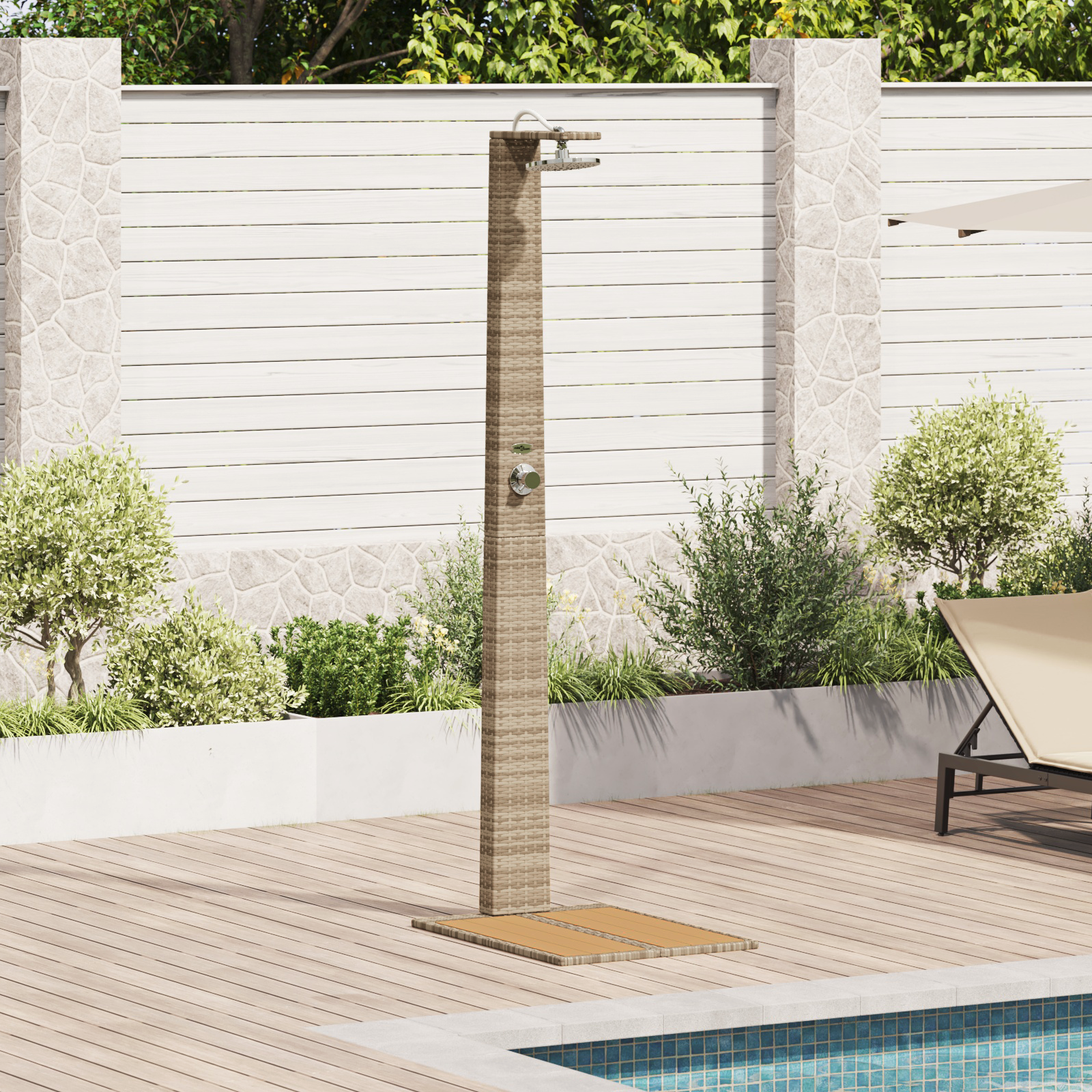 Doccia da Giardino Beige 60x80x214 cm Poly Rattan