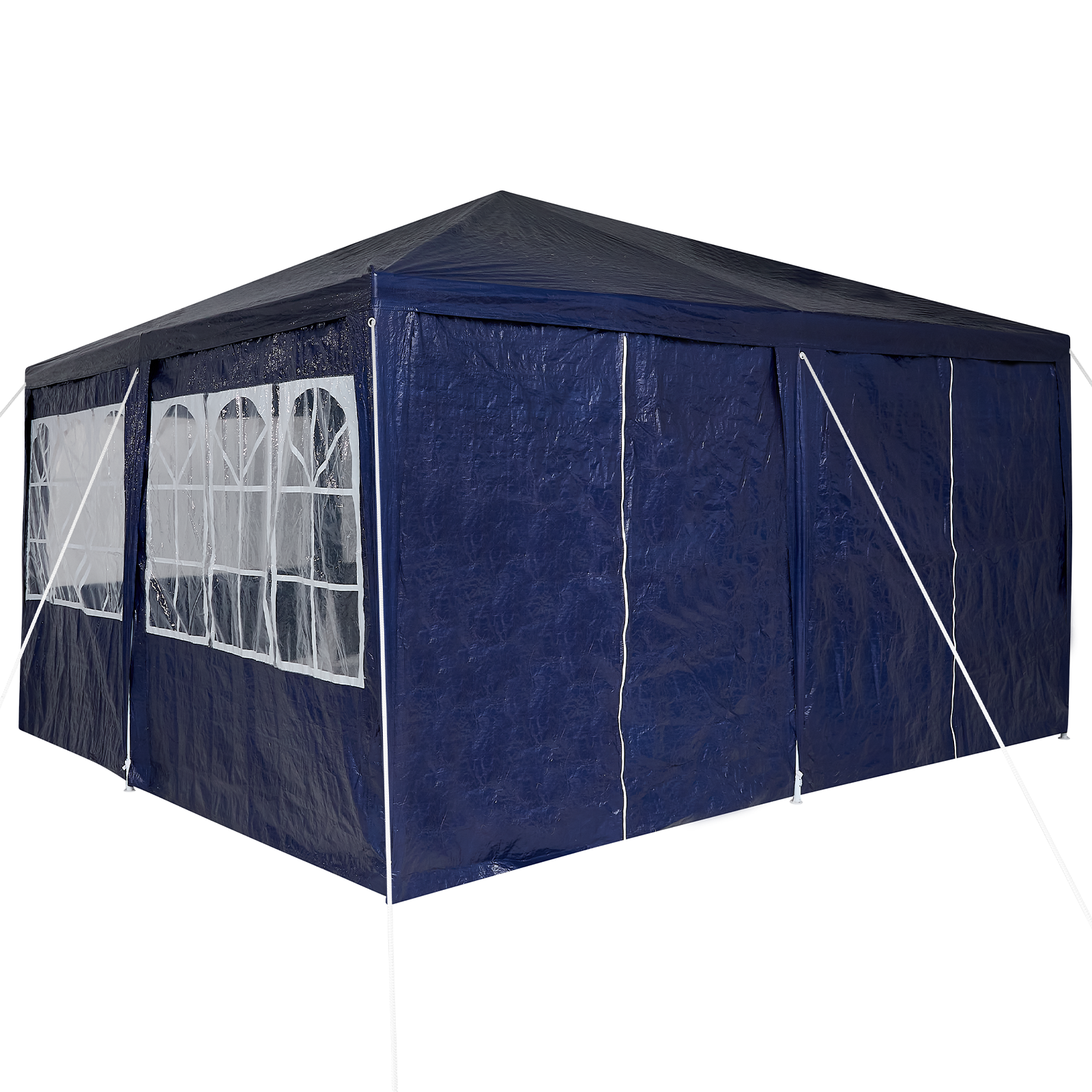 Tenda Feste con 8 Pareti Laterali Blu 4x4 m PE