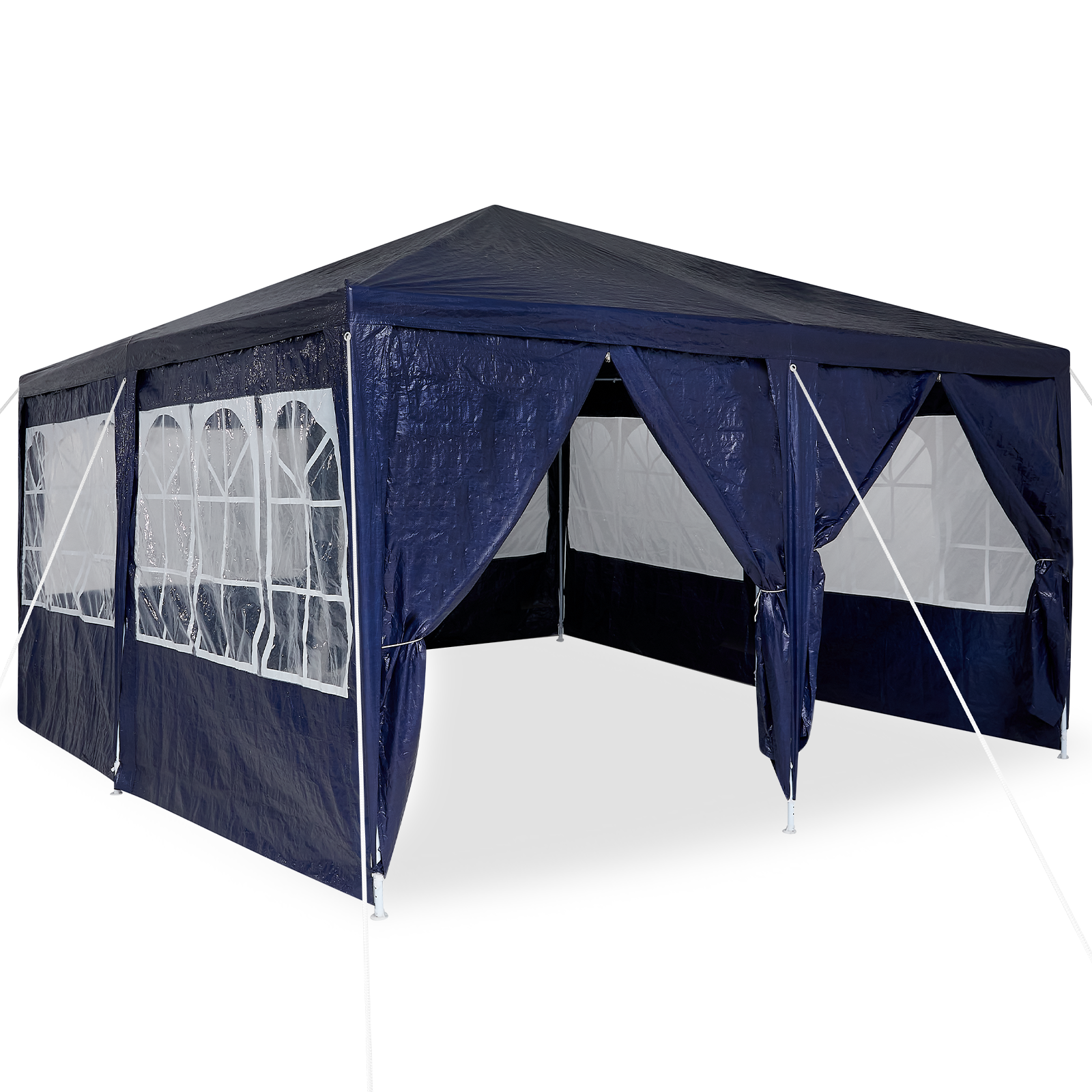 Tenda Feste con 8 Pareti Laterali Blu 4x4 m PE