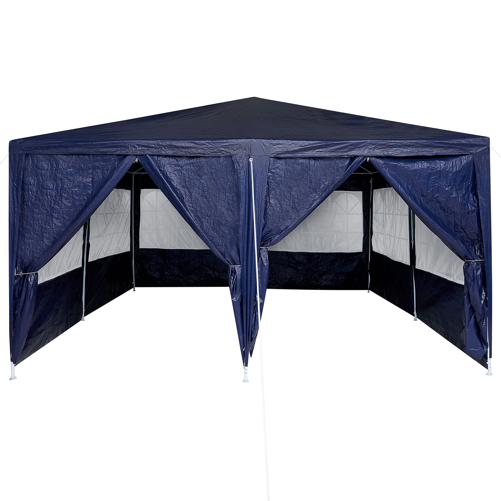 Tenda Feste con 8 Pareti Laterali Blu 4x4 m PE