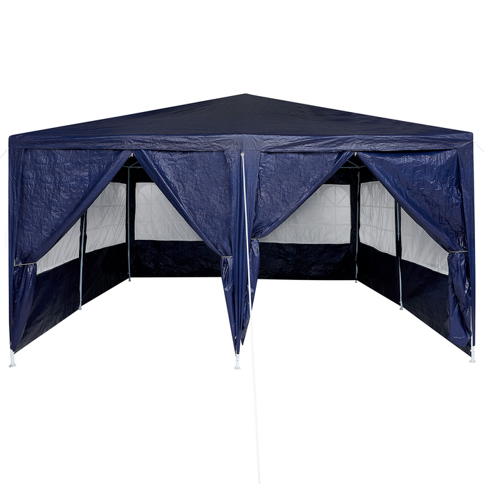 Tenda Feste con 8 Pareti Laterali Blu 4x4 m PE