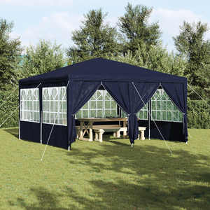 Tenda Feste con 8 Pareti Laterali Blu 4x4 m PE