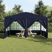Tenda Feste con 8 Pareti Laterali Blu 4x4 m PE