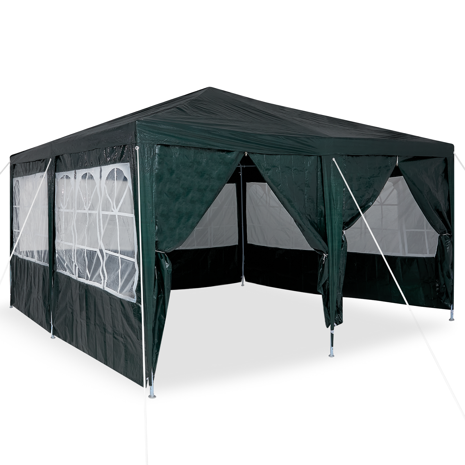 Tenda da Festa con 8 Pareti Laterali Verde 4x4 m PE