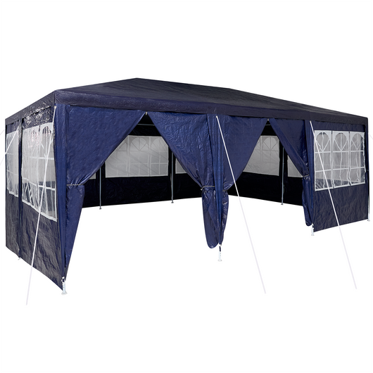Tenda da festa con 10 pannelli laterali blu 6x4 m in PE