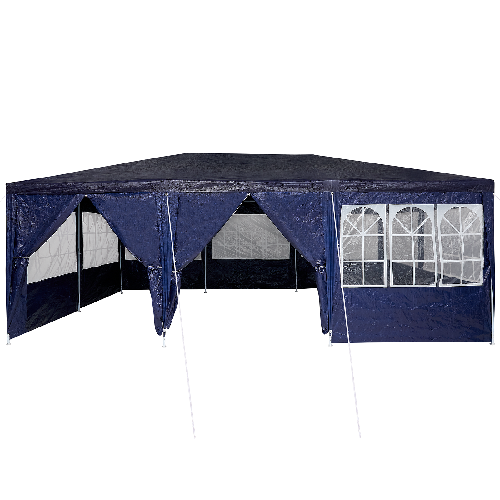 Tenda da festa con 10 pannelli laterali blu 6x4 m in PE