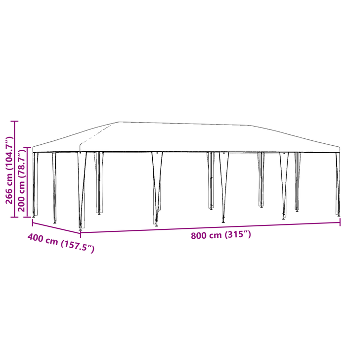 Tendone per feste Bianco 8x4 m PE