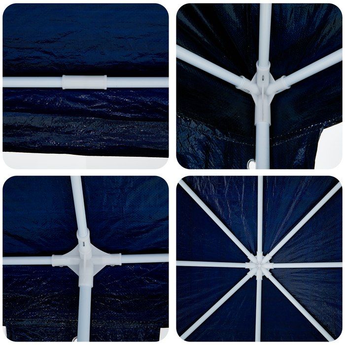 Tenda da festa con 12 pareti laterali blu 8x4 m PE
