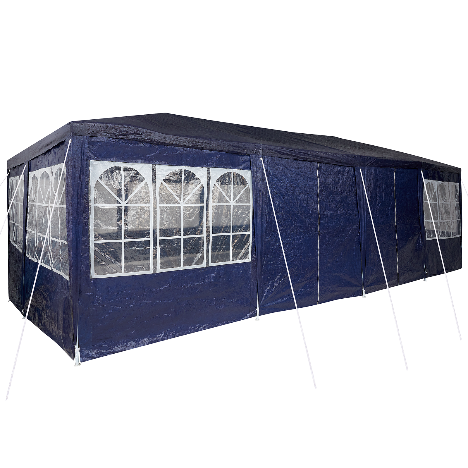 Tenda da festa con 12 pareti laterali blu 8x4 m PE