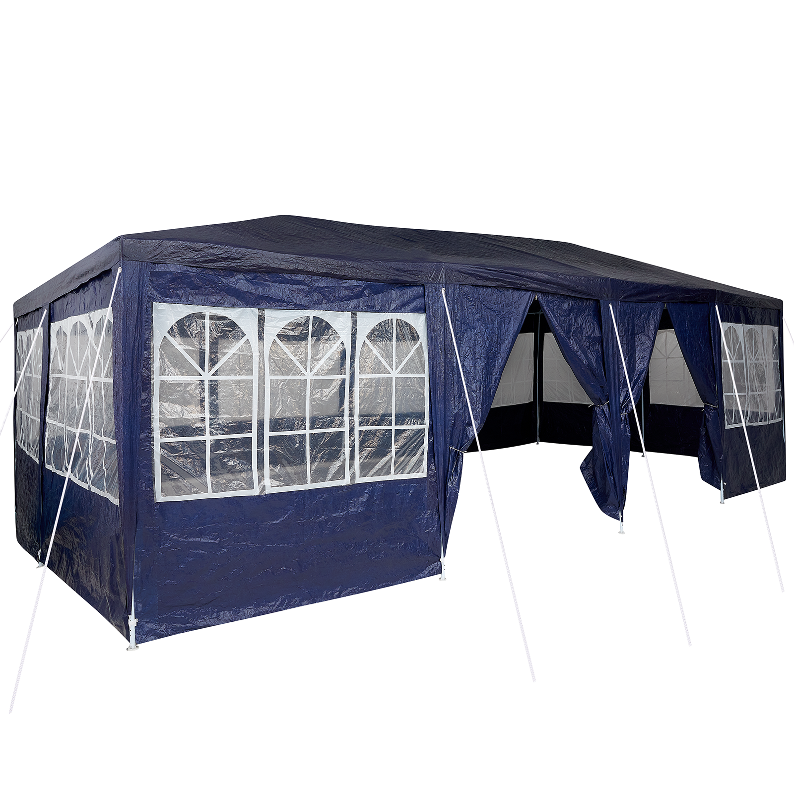 Tenda da festa con 12 pareti laterali blu 8x4 m PE