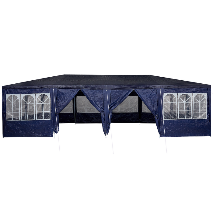 Tenda da festa con 12 pareti laterali blu 8x4 m PE