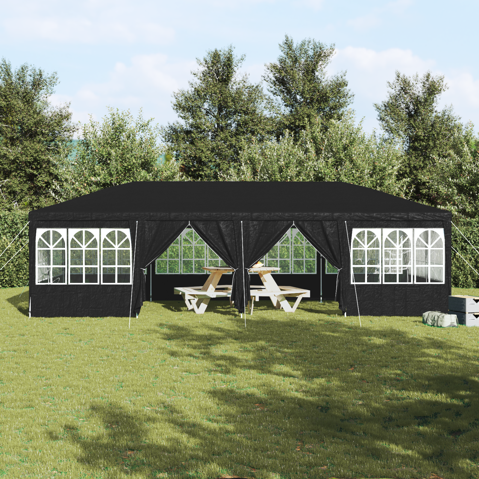 Tenda da Festa con 12 Pareti Laterali Antracite 8x4 m PE