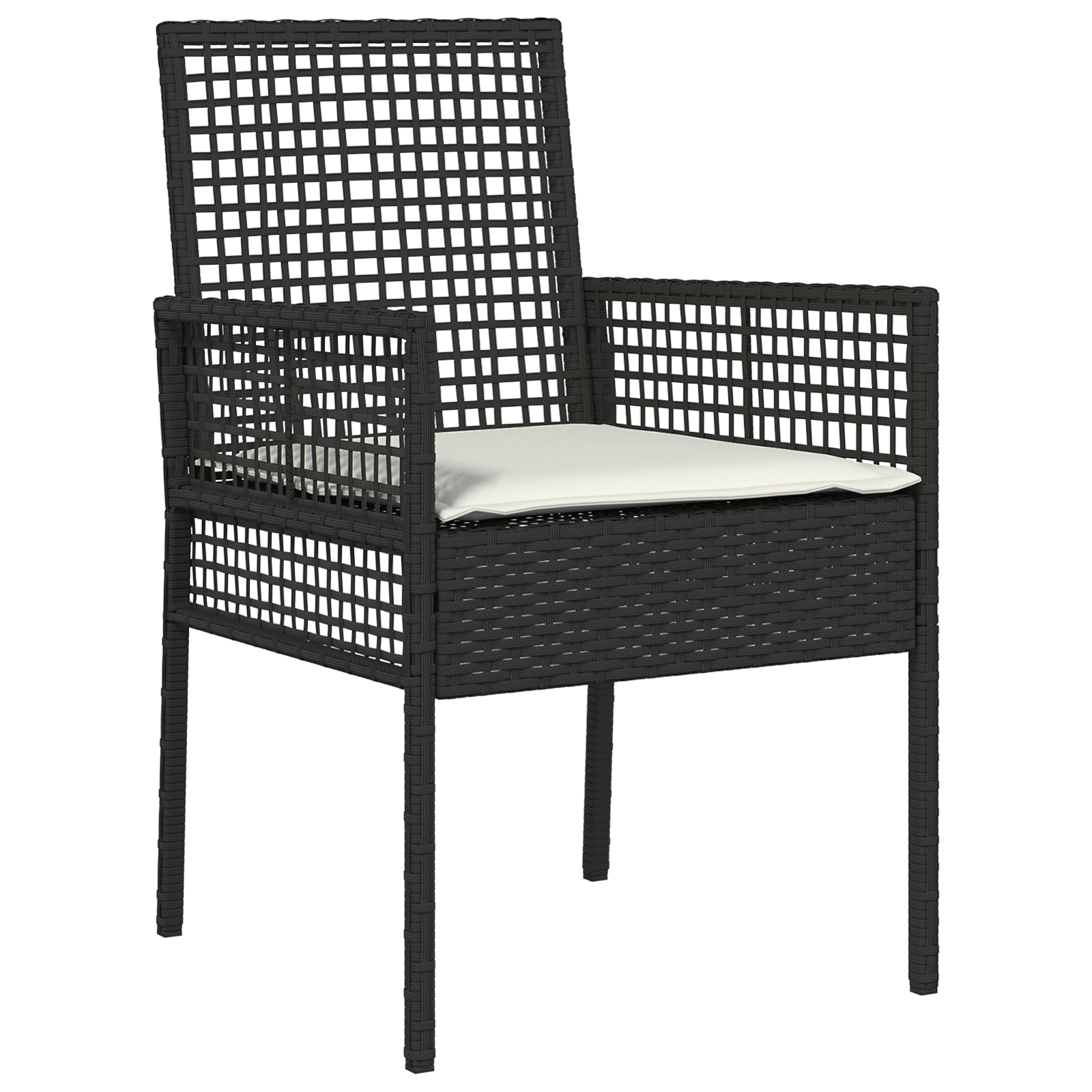 Sedia da giardino  2 pezzi con cuscini Nero in Polyrattan
