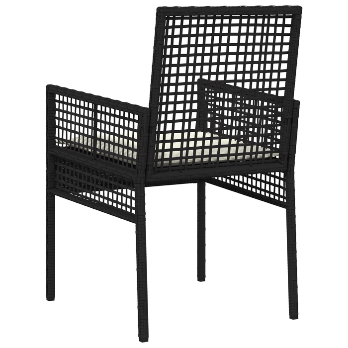 Sedia da giardino  2 pezzi con cuscini Nero in Polyrattan