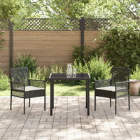 Sedia da giardino  2 pezzi con cuscini Nero in Polyrattan