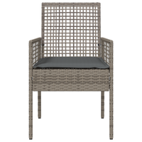 Sedie da giardino  2 pezzi con cuscini Grigio Rattan