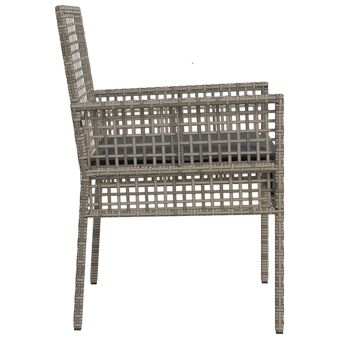 Sedie da giardino  2 pezzi con cuscini Grigio Rattan